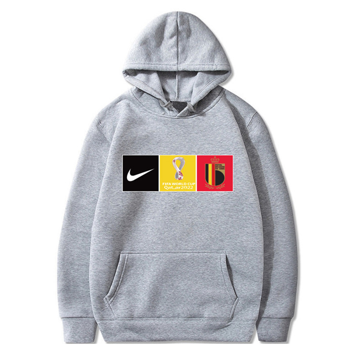 Men's Grey Belgium World Cup Soccer Hoodie